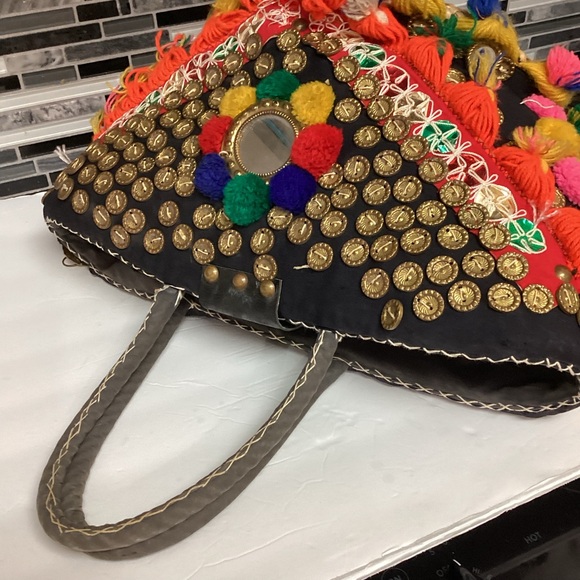 Vtg Sicilian Handcrafted Whimsical colorful Boho Retro Straw Shoulder Bag Beach - Picture 11 of 13